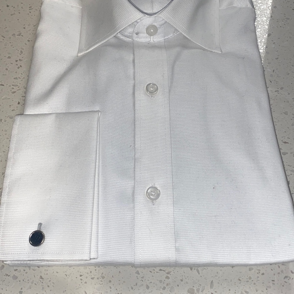 ❌SOLD not for sale shirt nwot “Black & Brown” White French Cuff cotton 15.5 32. - Picture 2 of 6